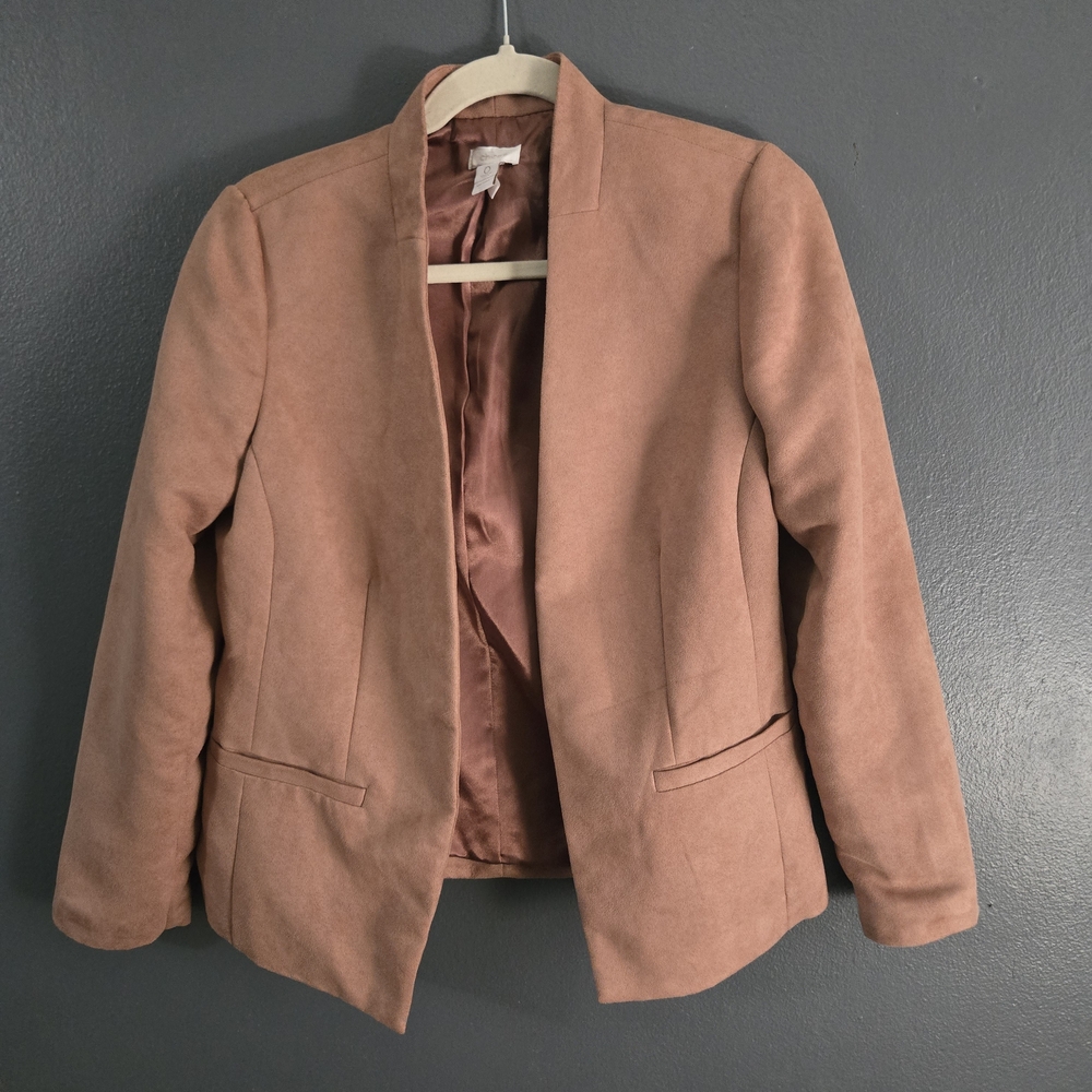 Chico's 0 Soft Pink Women's Small Faux Suede Blazer